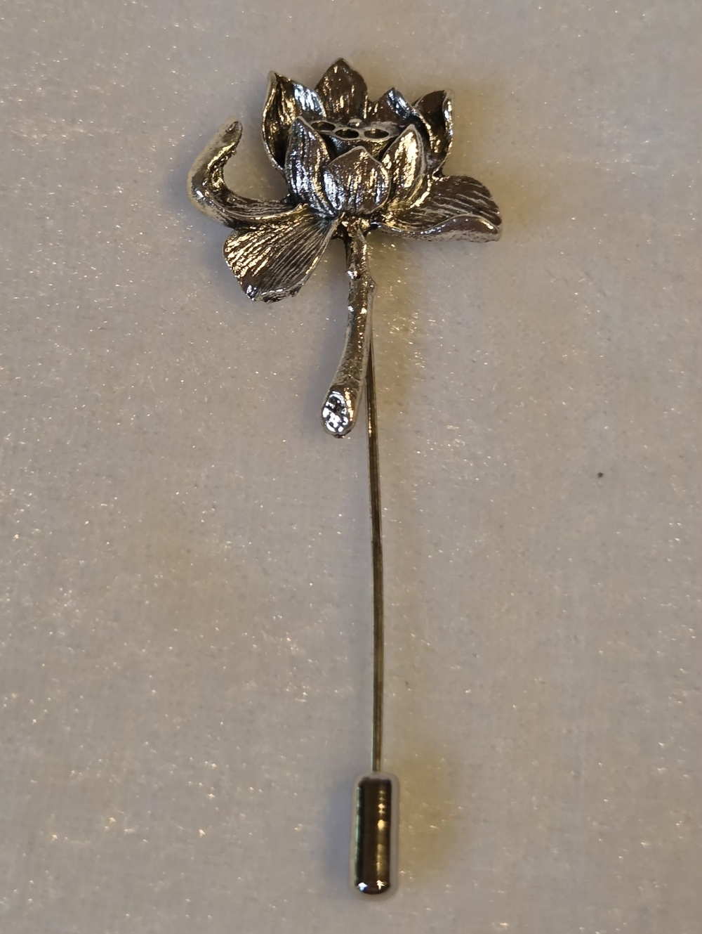 New Silver Lotus Floral Stick Pin